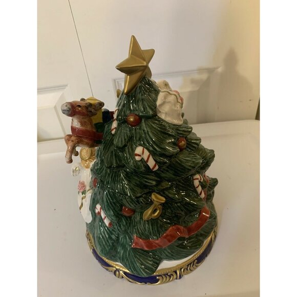 Vtg FITZ AND FLOYD OMNIBUS CHRISTMAS COOKIE JAR CHRISTMAS TREE DISCONTINUED 1997 - Picture 8 of 12